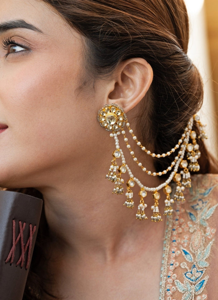Do Taara Grey Onyx Kundan Pearl EarringsFabilicious Fashion