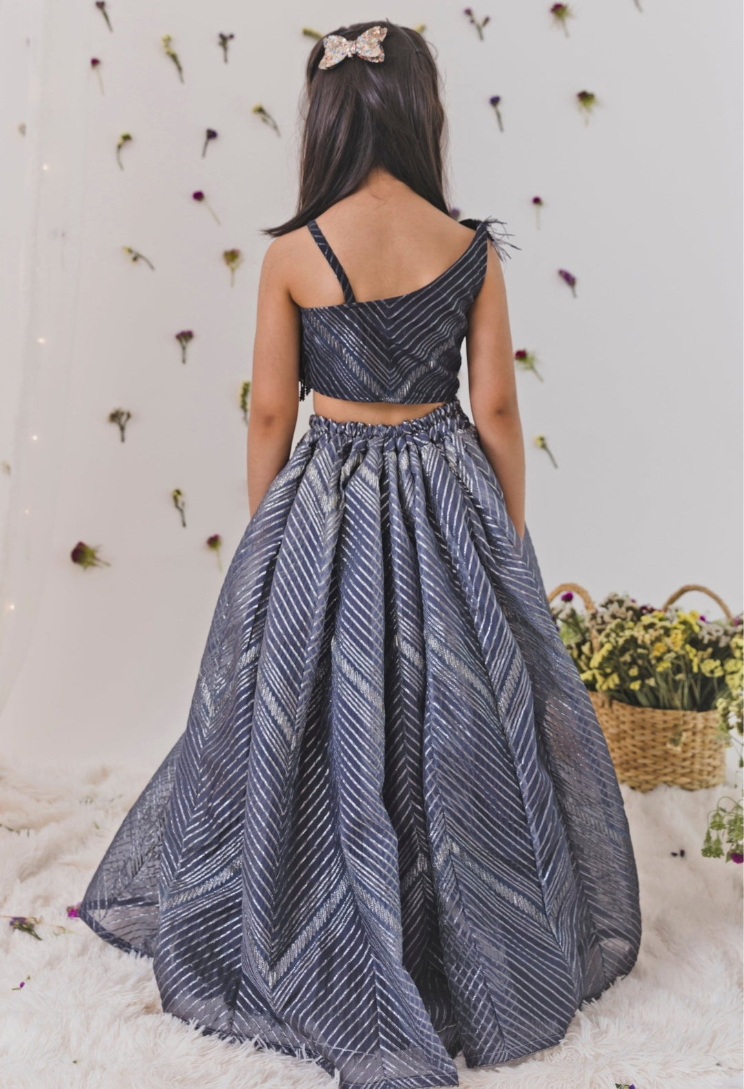 Grey Organza Lehenga Set Chotibuti - Fabilicious Fashion