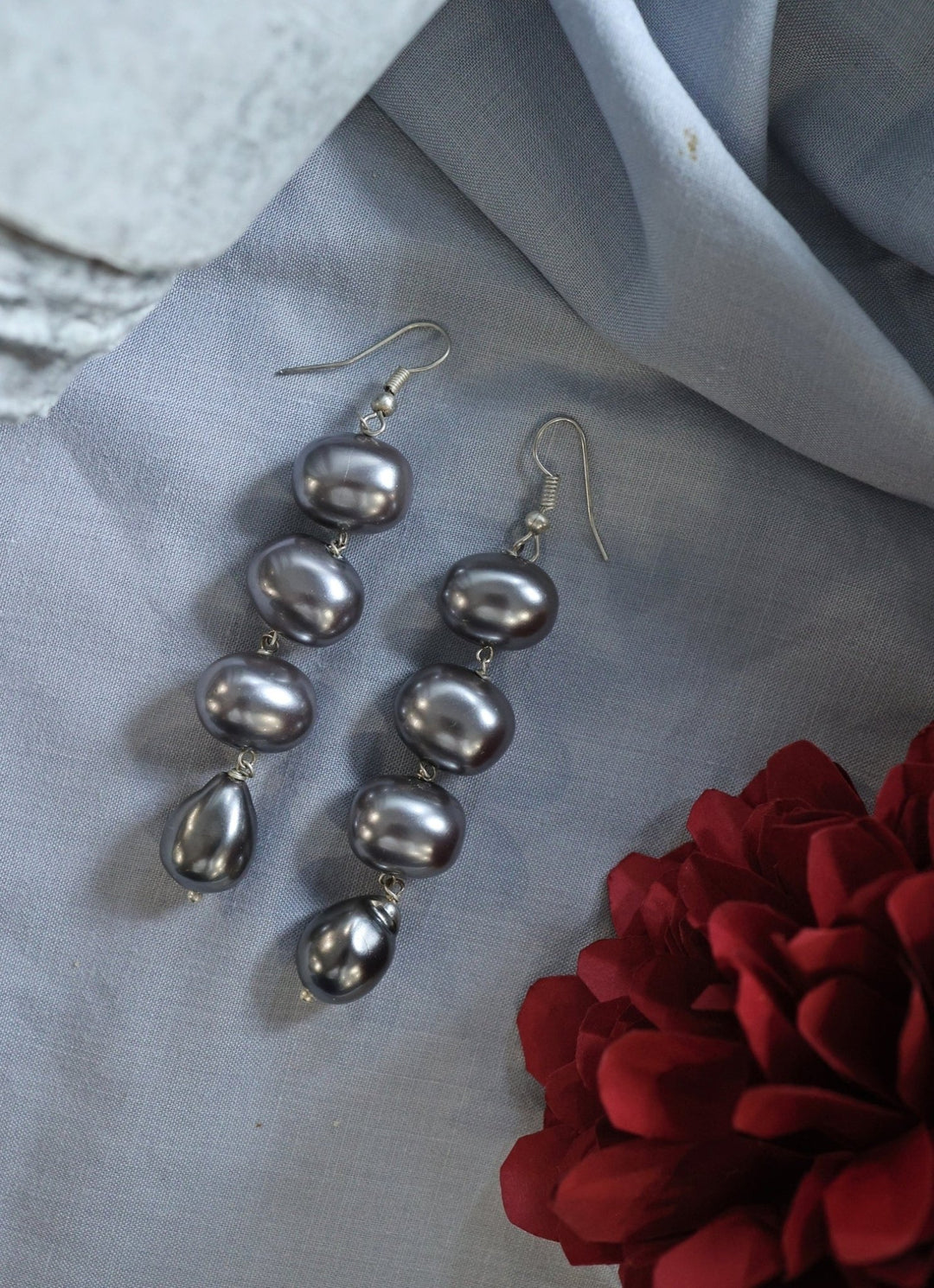 Do Taara Grey Pearl Dangler EarringsFabilicious Fashion