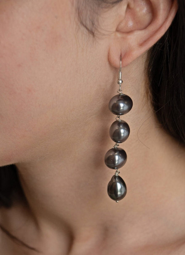 Grey Pearl Dangler Earrings