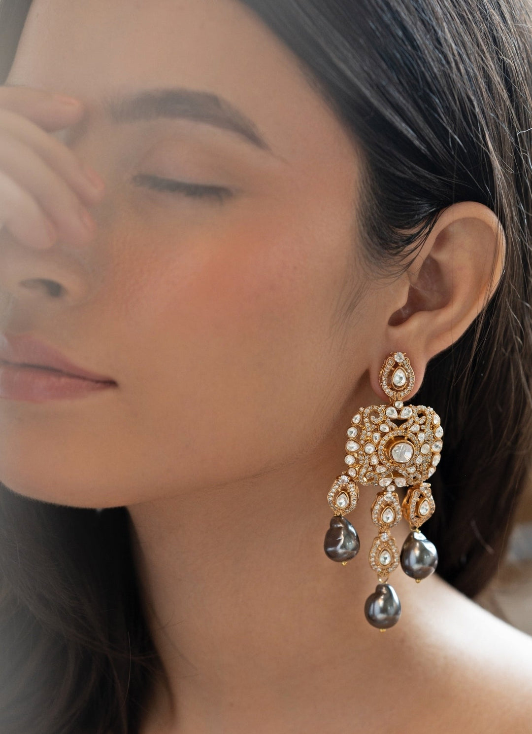 Do Taara Grey Polki EarringsFabilicious Fashion