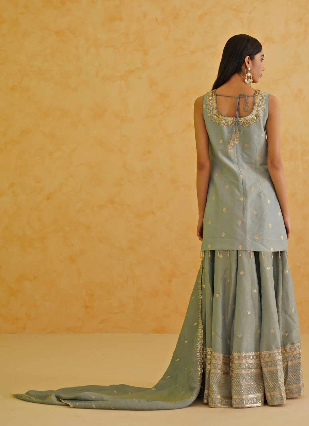 Grey Sequinned Kurta Garara Set Deepika Chadha - Fabilicious Fashion