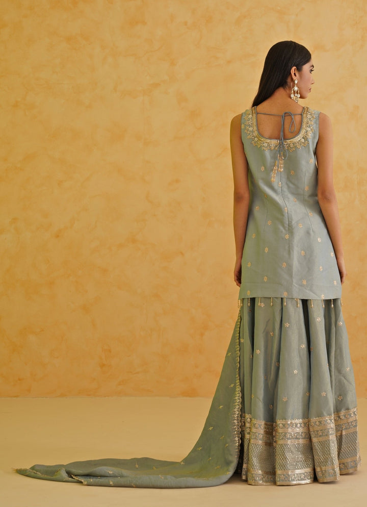 Grey Sequinned Kurta Garara Set Deepika Chadha - Fabilicious Fashion
