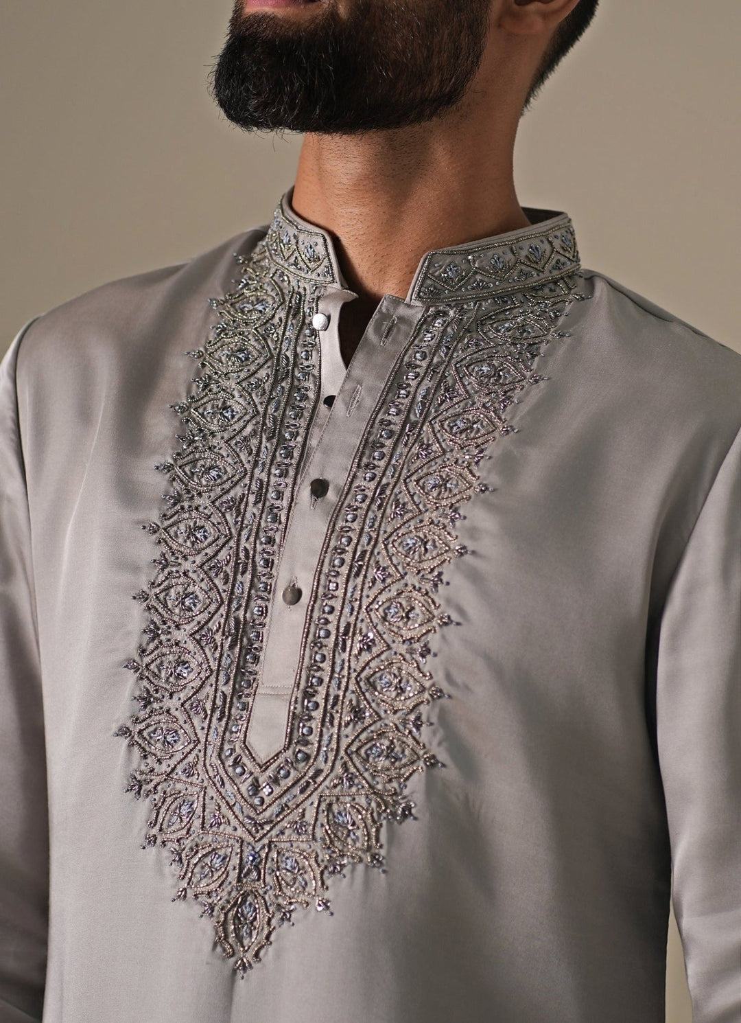 Darzi House Grey Silk Blend Kurta Pants SetFabilicious Fashion