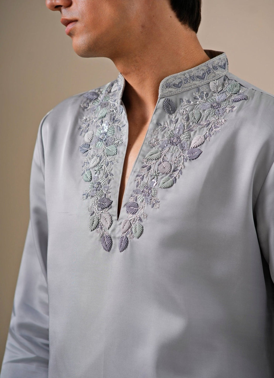 Darzi House Grey Silk Blend Kurta SetFabilicious Fashion