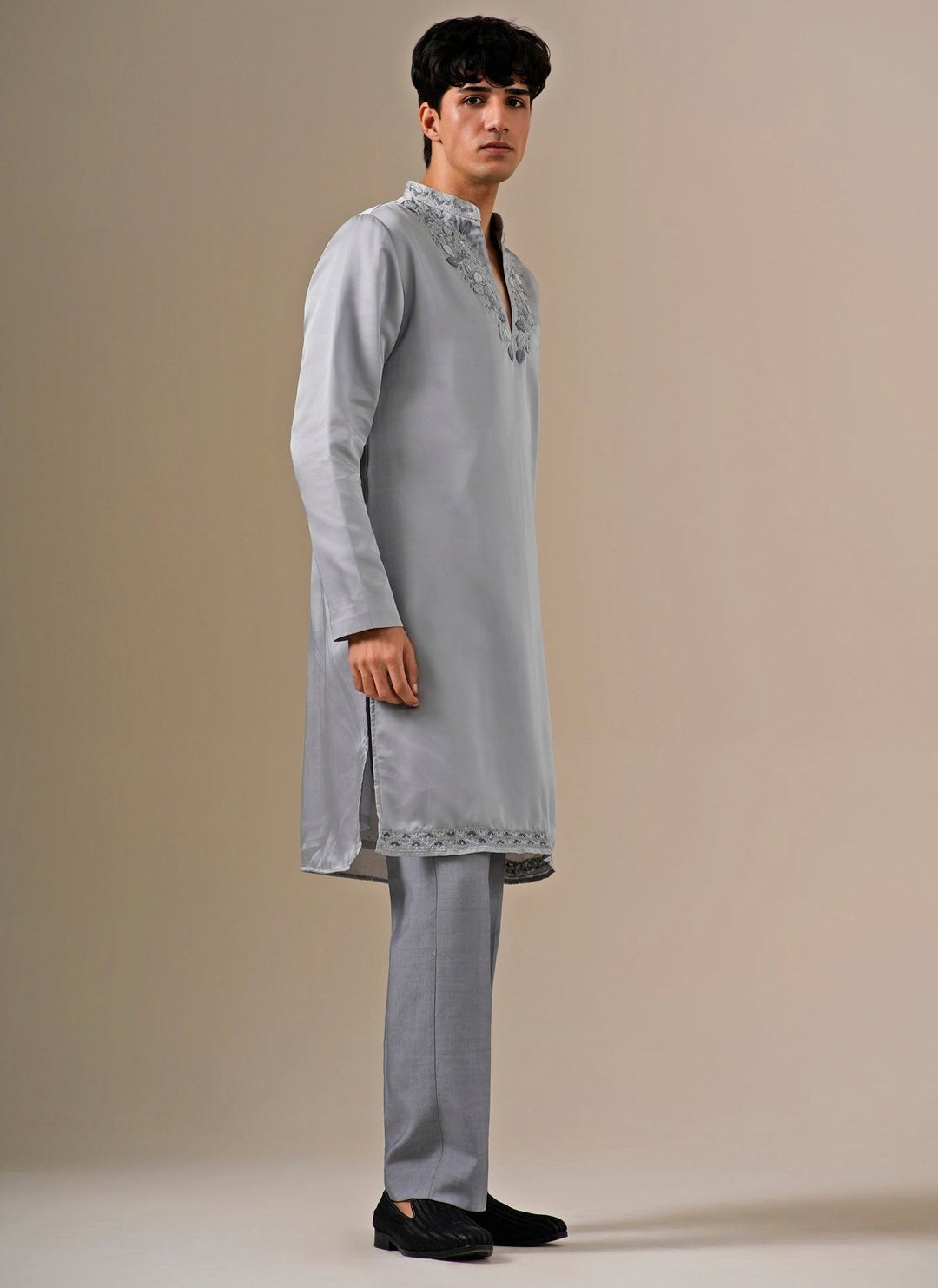 Darzi House Grey Silk Blend Kurta SetFabilicious Fashion