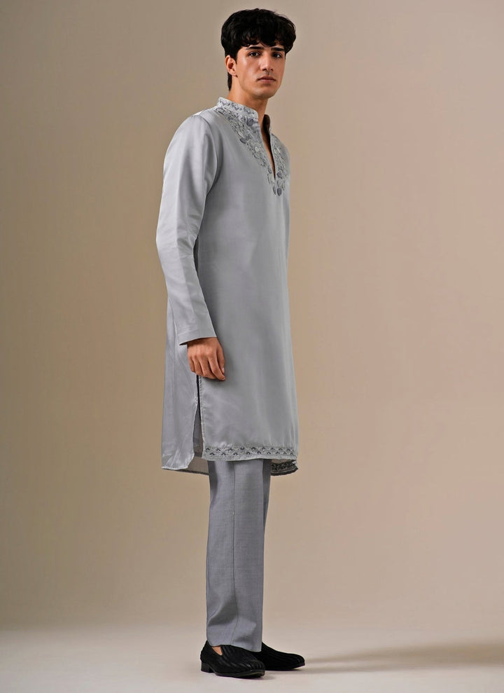 Darzi House Grey Silk Blend Kurta SetFabilicious Fashion