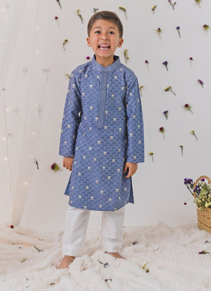 Grey Silk Kurta Set Chotibuti - Fabilicious Fashion