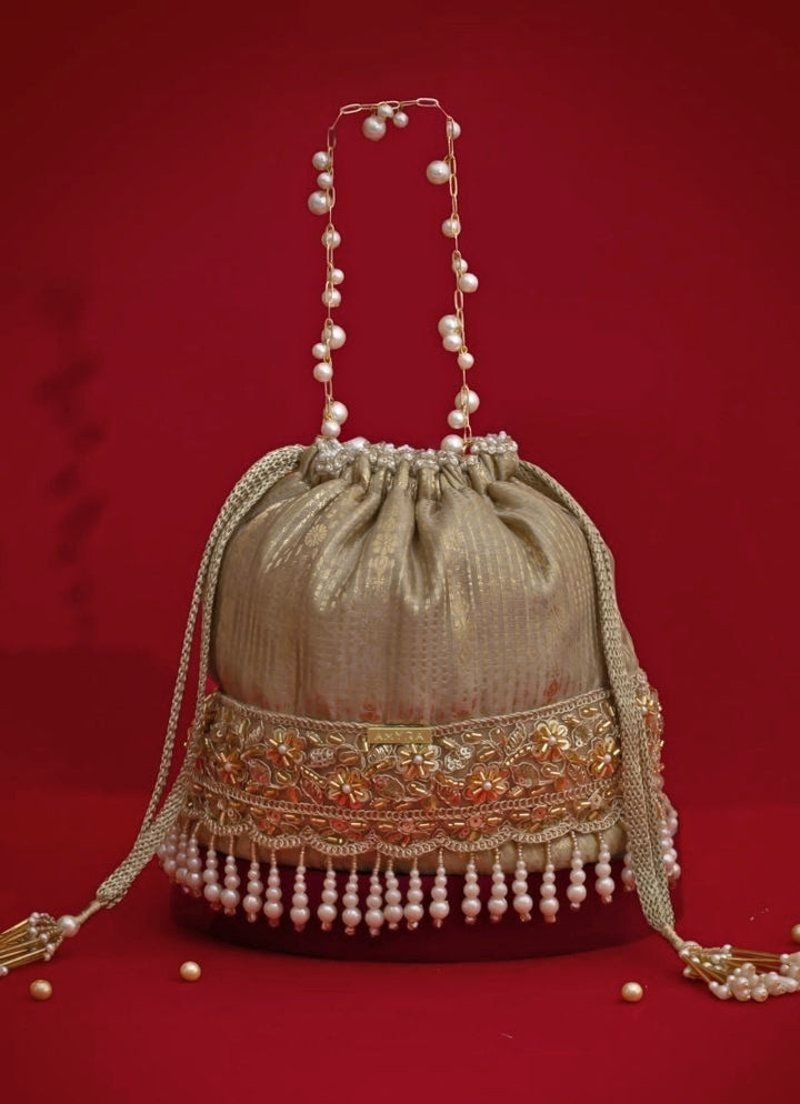 Amyra Grey Silk Organza Bucket BagFabilicious Fashion