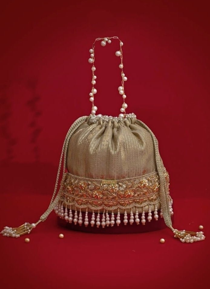 Amyra Grey Silk Organza Bucket BagFabilicious Fashion
