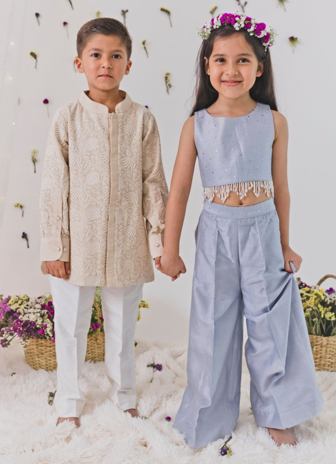 Grey Silk Pants Set Chotibuti - Fabilicious Fashion
