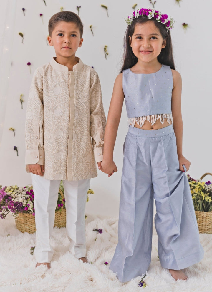 Grey Silk Pants Set Chotibuti - Fabilicious Fashion