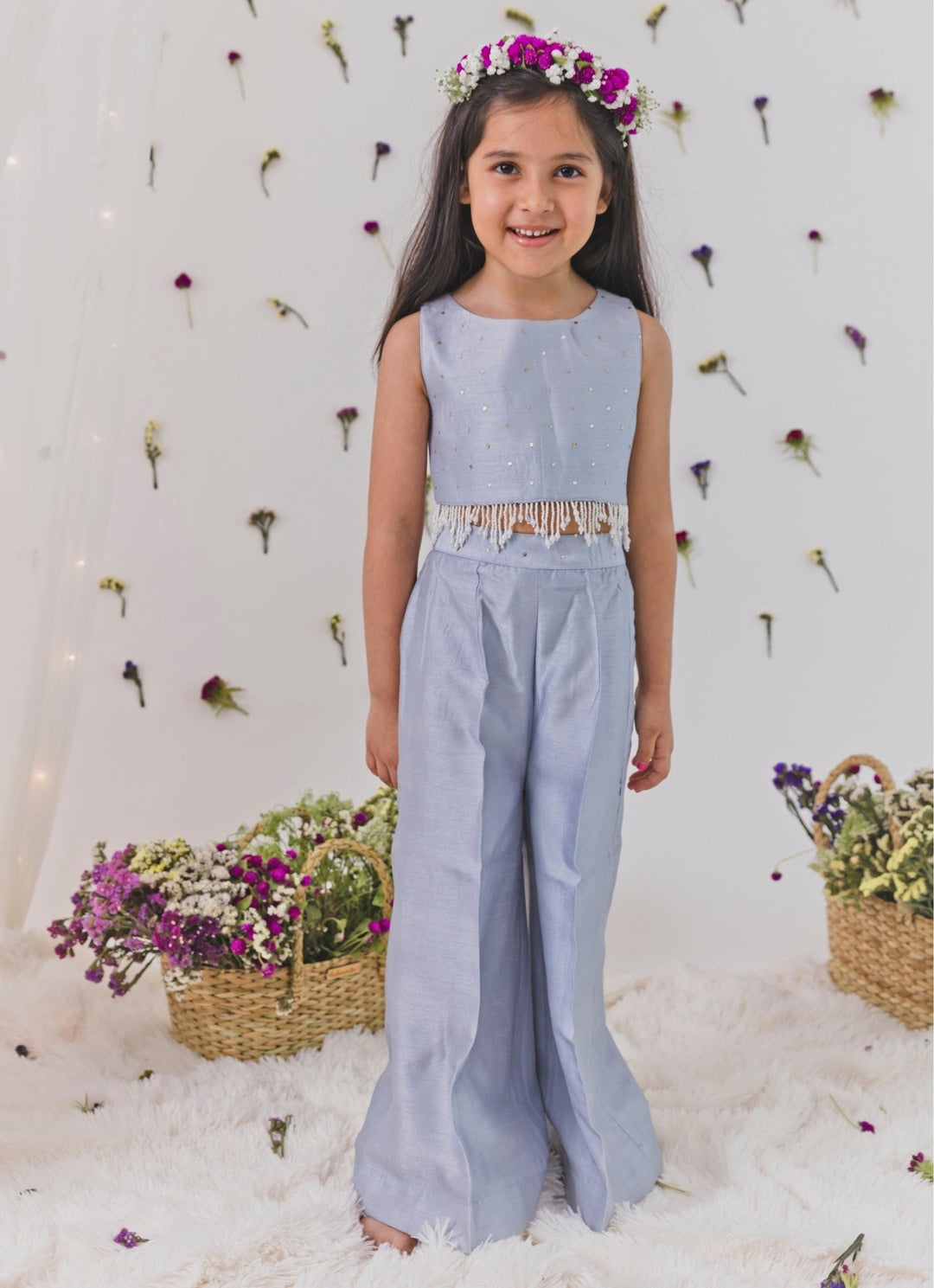 Grey Silk Pants Set Chotibuti - Fabilicious Fashion
