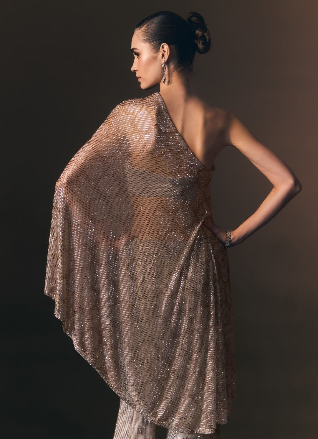 Angad Singh Grey Soft Net Blouse Sharara Set With CapeFabilicious Fashion