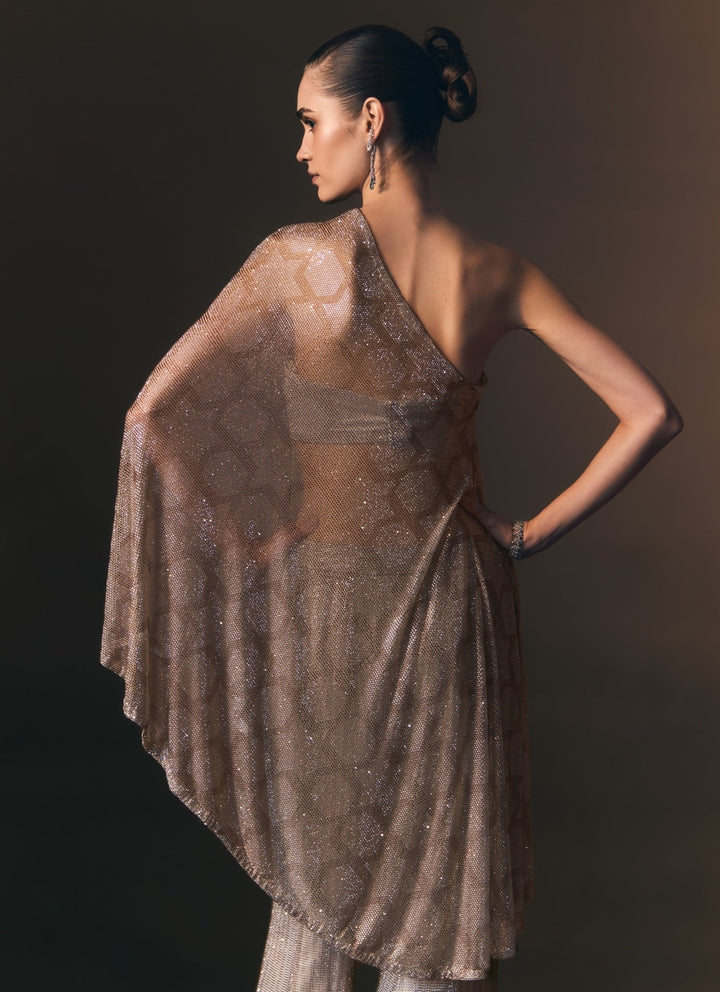 Angad Singh Grey Soft Net Blouse Sharara Set With CapeFabilicious Fashion