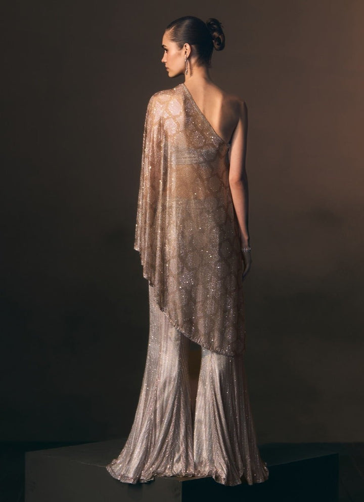 Angad Singh Grey Soft Net Blouse Sharara Set With CapeFabilicious Fashion