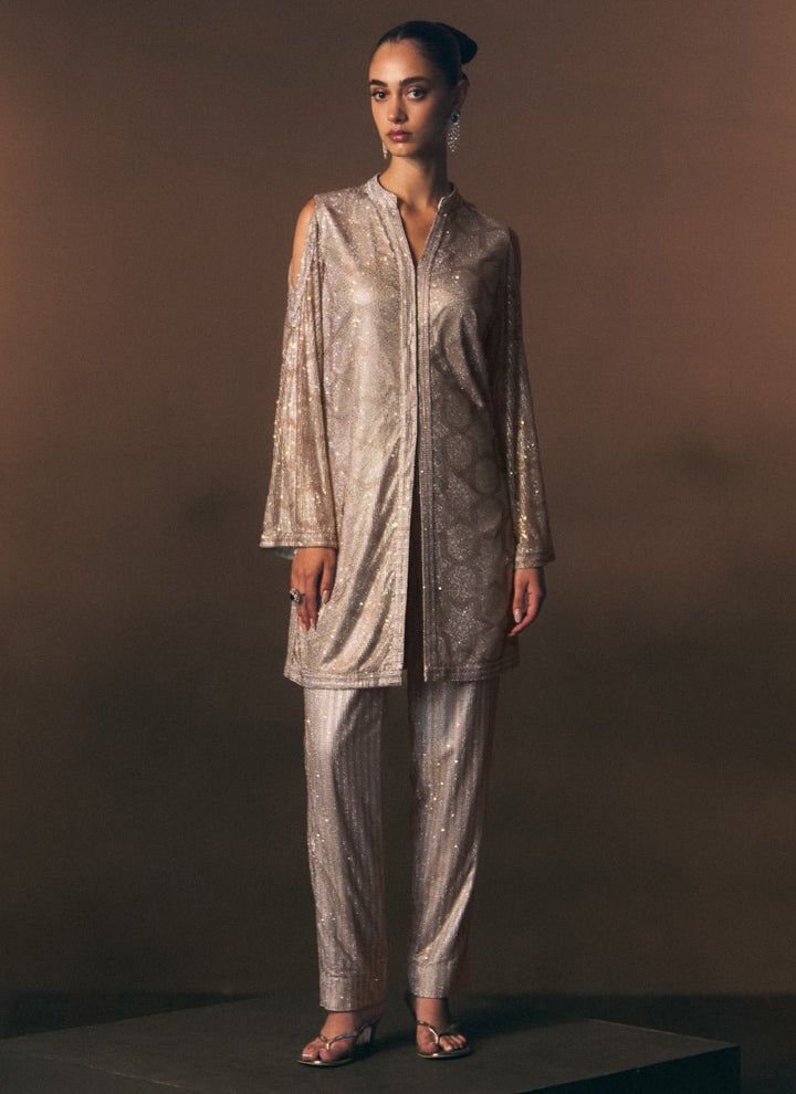 Angad Singh Grey Soft Net Kurta Pants SetFabilicious Fashion