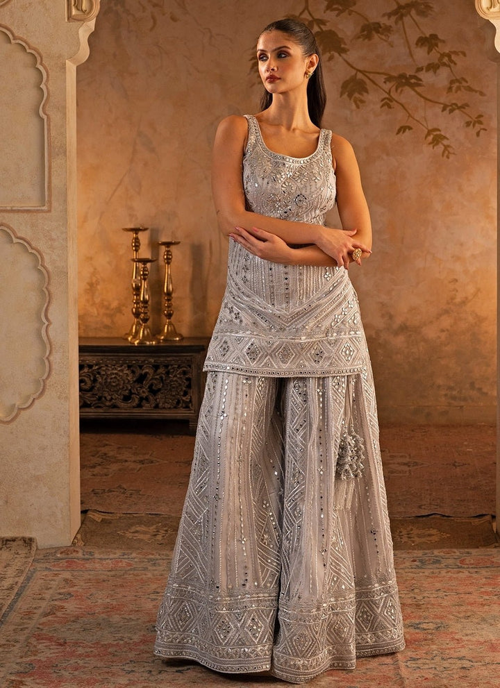 Angad Singh Grey Soft Net Kurta Sharara SetFabilicious Fashion