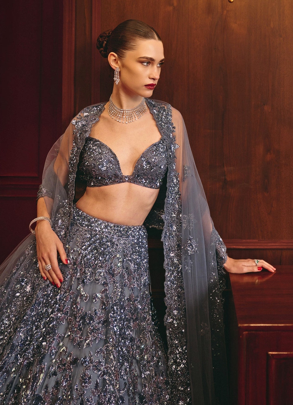 Grey Soft Net Lehenga Angad Singh - Fabilicious Fashion