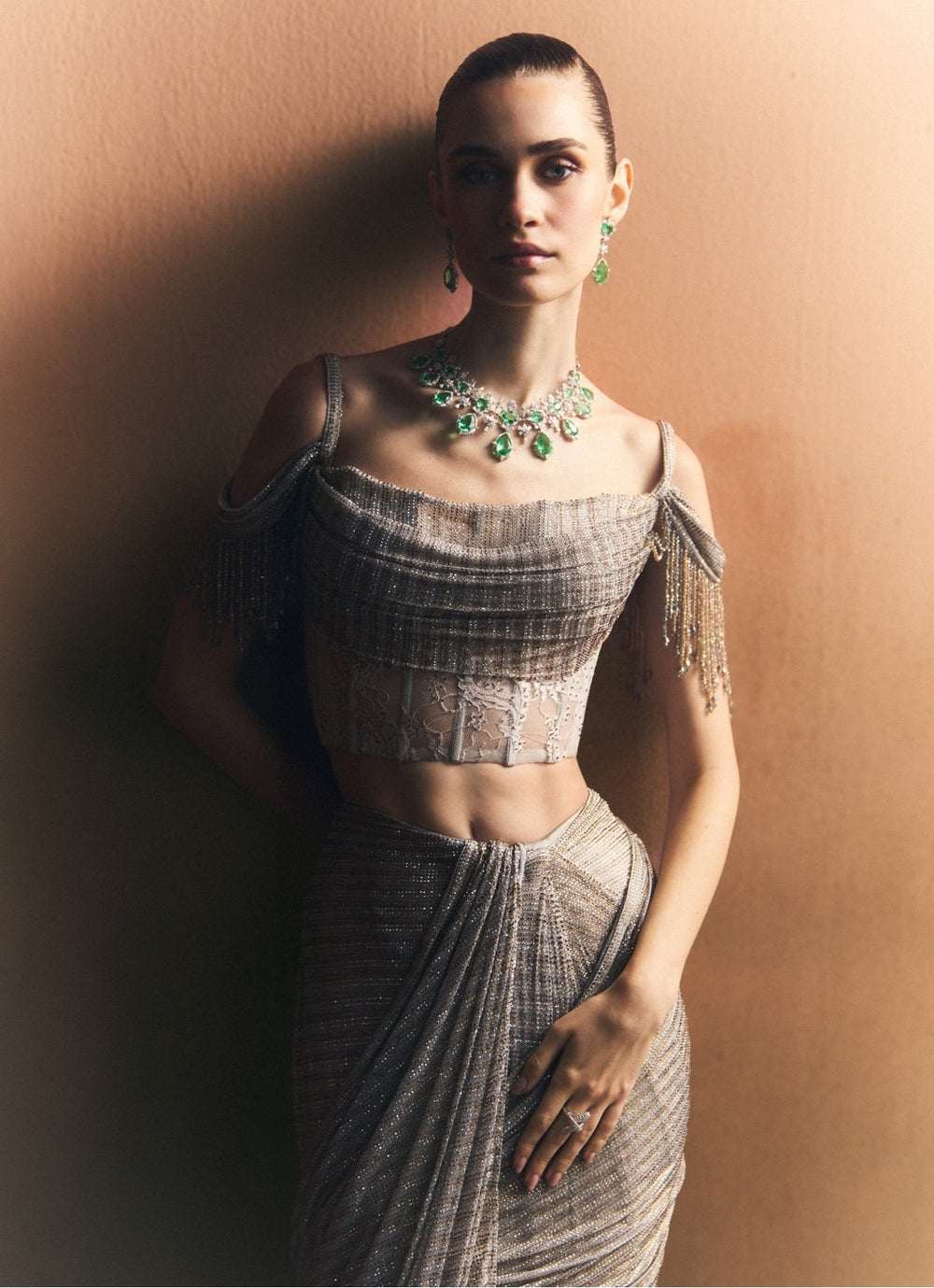 Angad Singh Grey Soft Net Pre-Draped SareeFabilicious Fashion