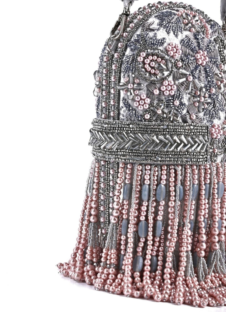 Grey Suede Embellished Capsule Bag House of Kosha - Fabilicious Fashion