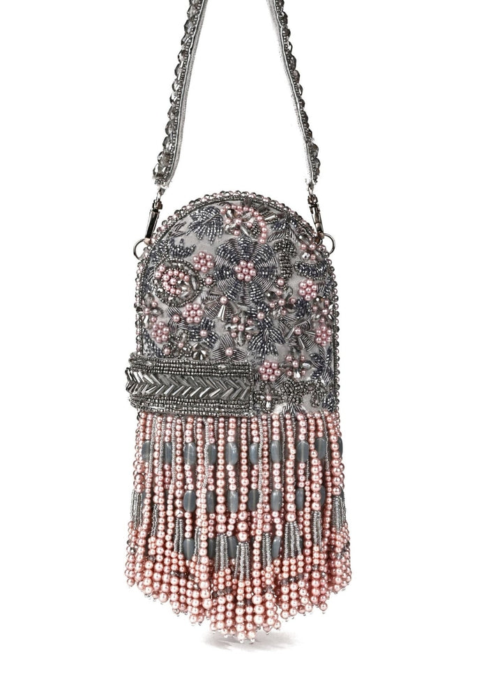 Grey Suede Embellished Capsule Bag House of Kosha - Fabilicious Fashion