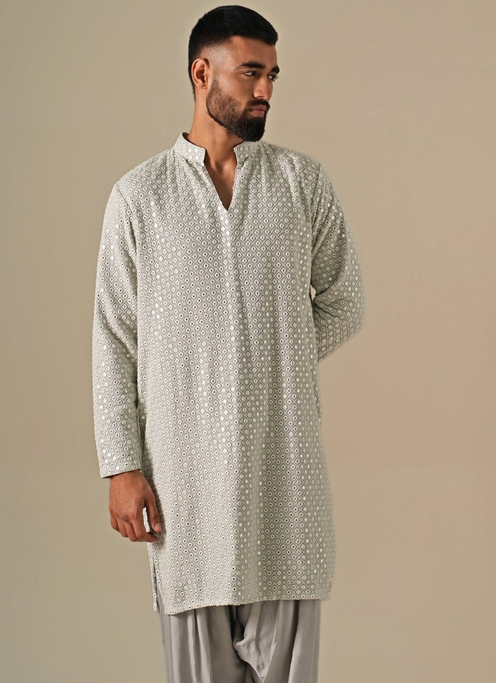 Darzi House Greyish Blue Georgette Kurta SetFabilicious Fashion