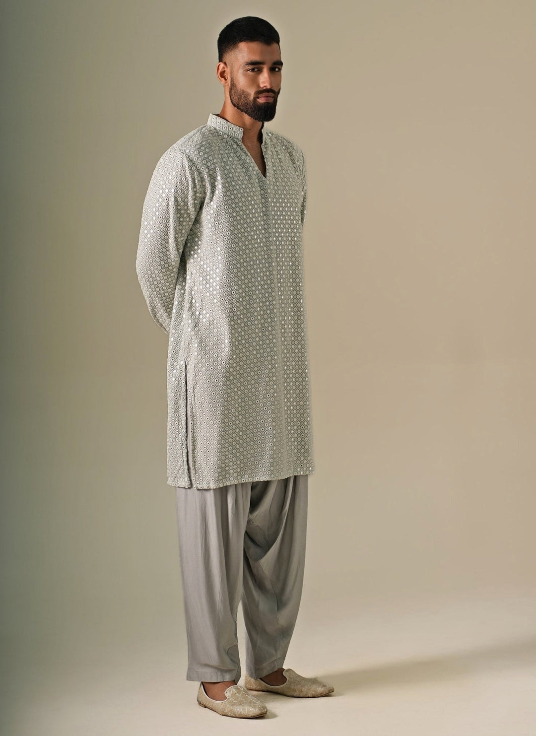 Darzi House Greyish Blue Georgette Kurta SetFabilicious Fashion