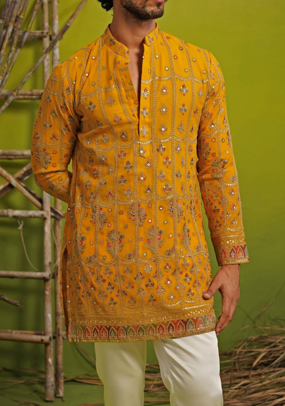 Haldi Yellow Georgette Short Kurta Set Fabilicious Fashion - Fabilicious Fashion