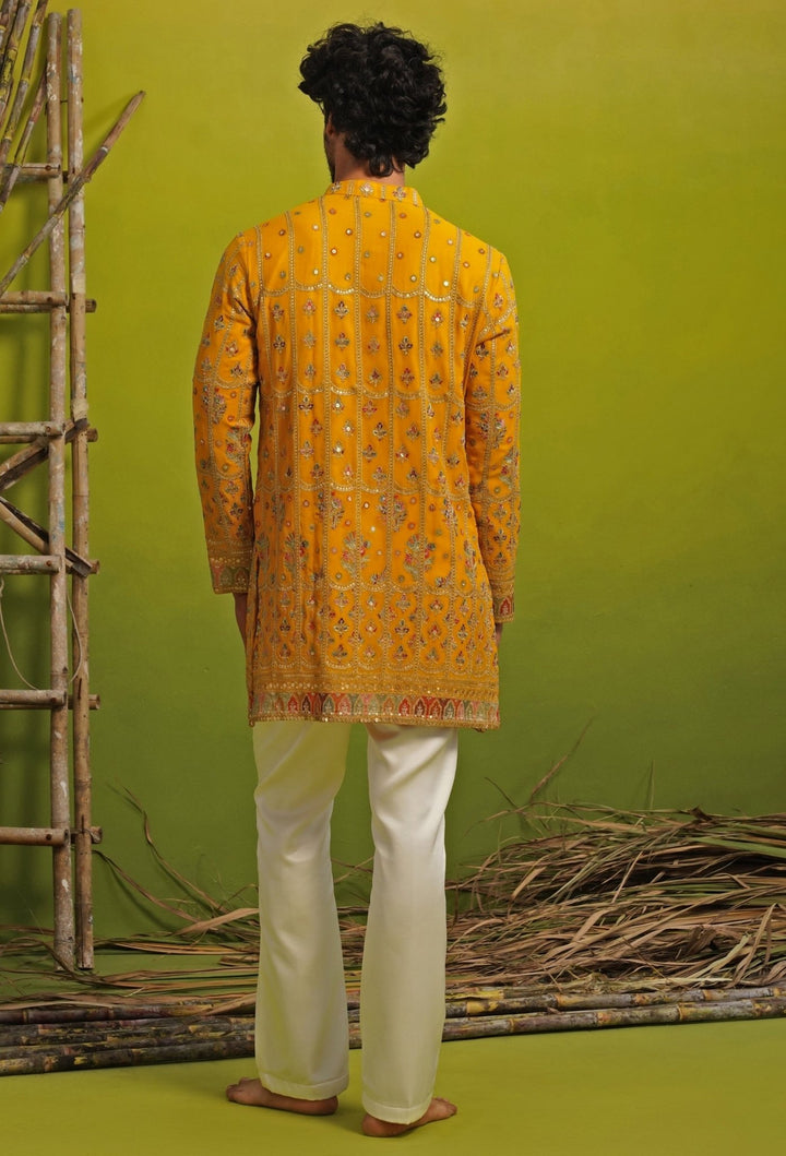 Haldi Yellow Georgette Short Kurta Set Fabilicious Fashion - Fabilicious Fashion