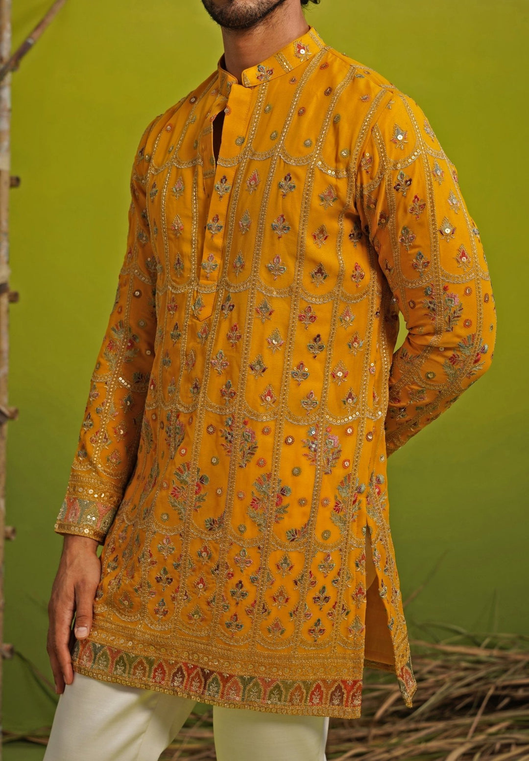 Haldi Yellow Georgette Short Kurta Set Fabilicious Fashion - Fabilicious Fashion