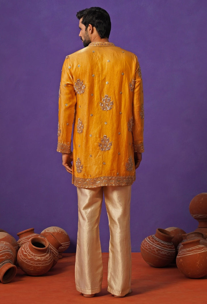 Haldi Yellow Tissue Silk Short Kurta Set Kalpraag - Fabilicious Fashion