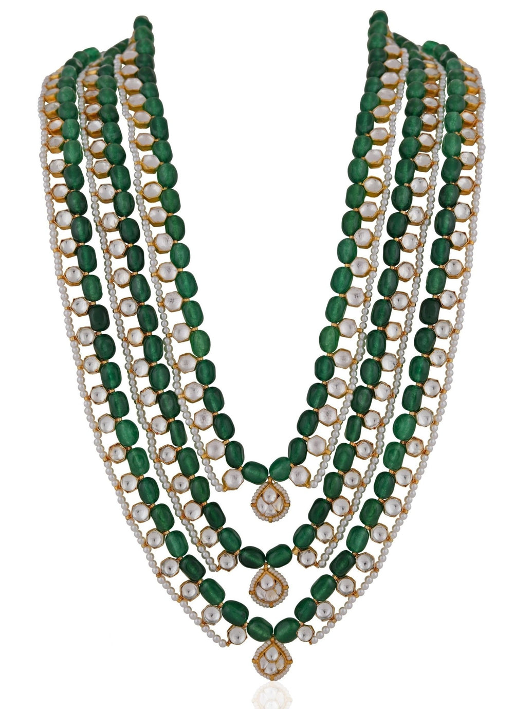 Handcrafted Jade And Jadtar Stone Necklace Riana by Shikha Jindal - Fabilicious Fashion
