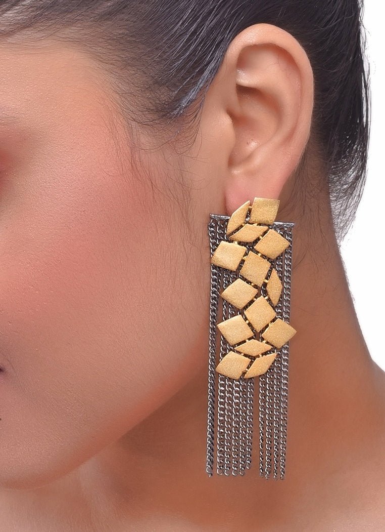Handcrafted Two - toned Finish Dangler Earrings Zaza By Somya - Fabilicious Fashion