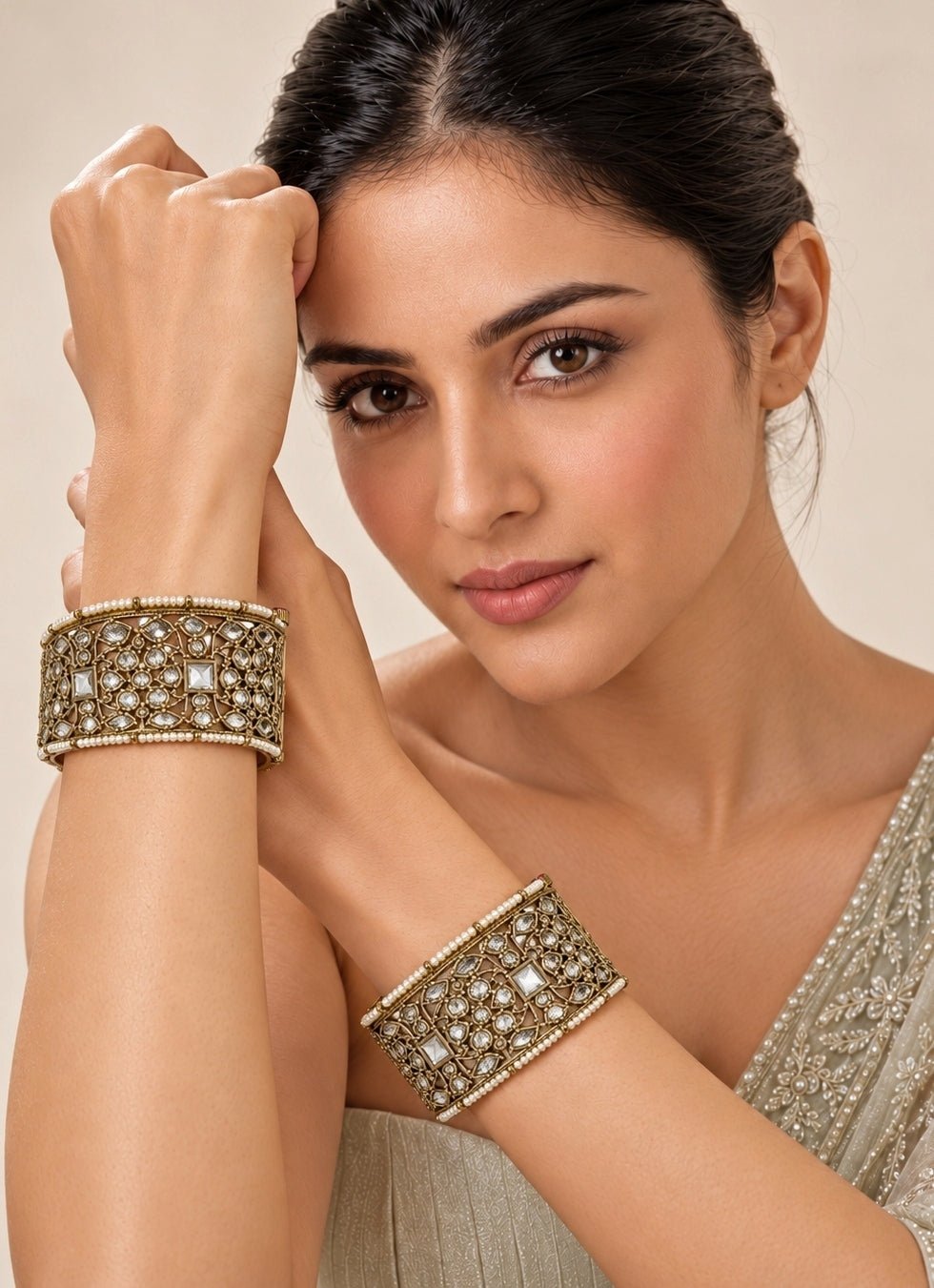 Vivinia By Vidhi Mehra Heritage Moissanite Polki BanglesFabilicious Fashion