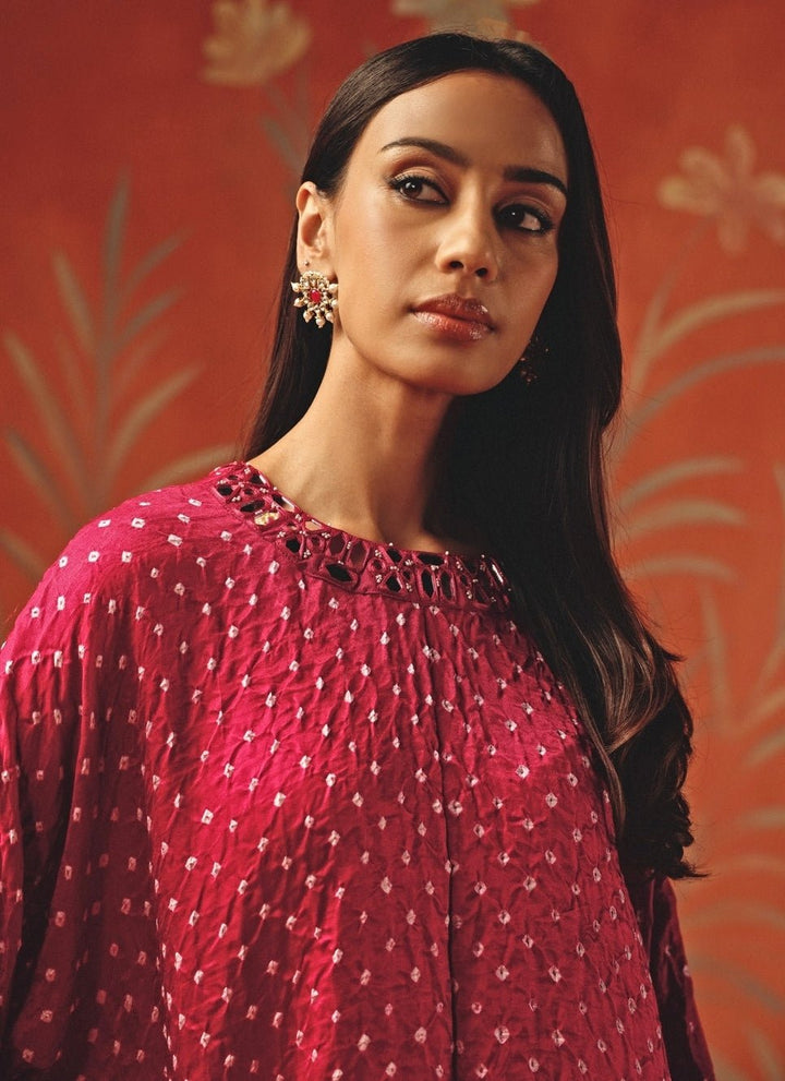 Twenty Nine Hot Pink And Blush Bandhani Tunic Top With DhotiFabilicious Fashion