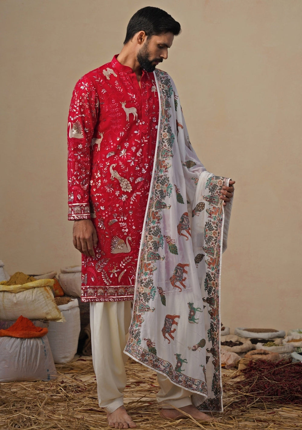 Hot Pink and Ivory Georgette Kurta and Patiala Pants Kalpraag - Fabilicious Fashion