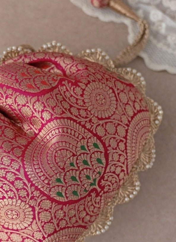 Hot Pink Banarasi Potli AMYRA - Fabilicious Fashion