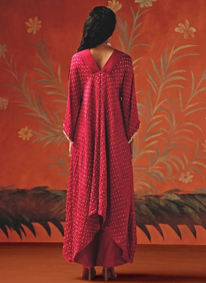 Twenty Nine Hot Pink Bandhani Asymmetric Kurta PalazzoFabilicious Fashion