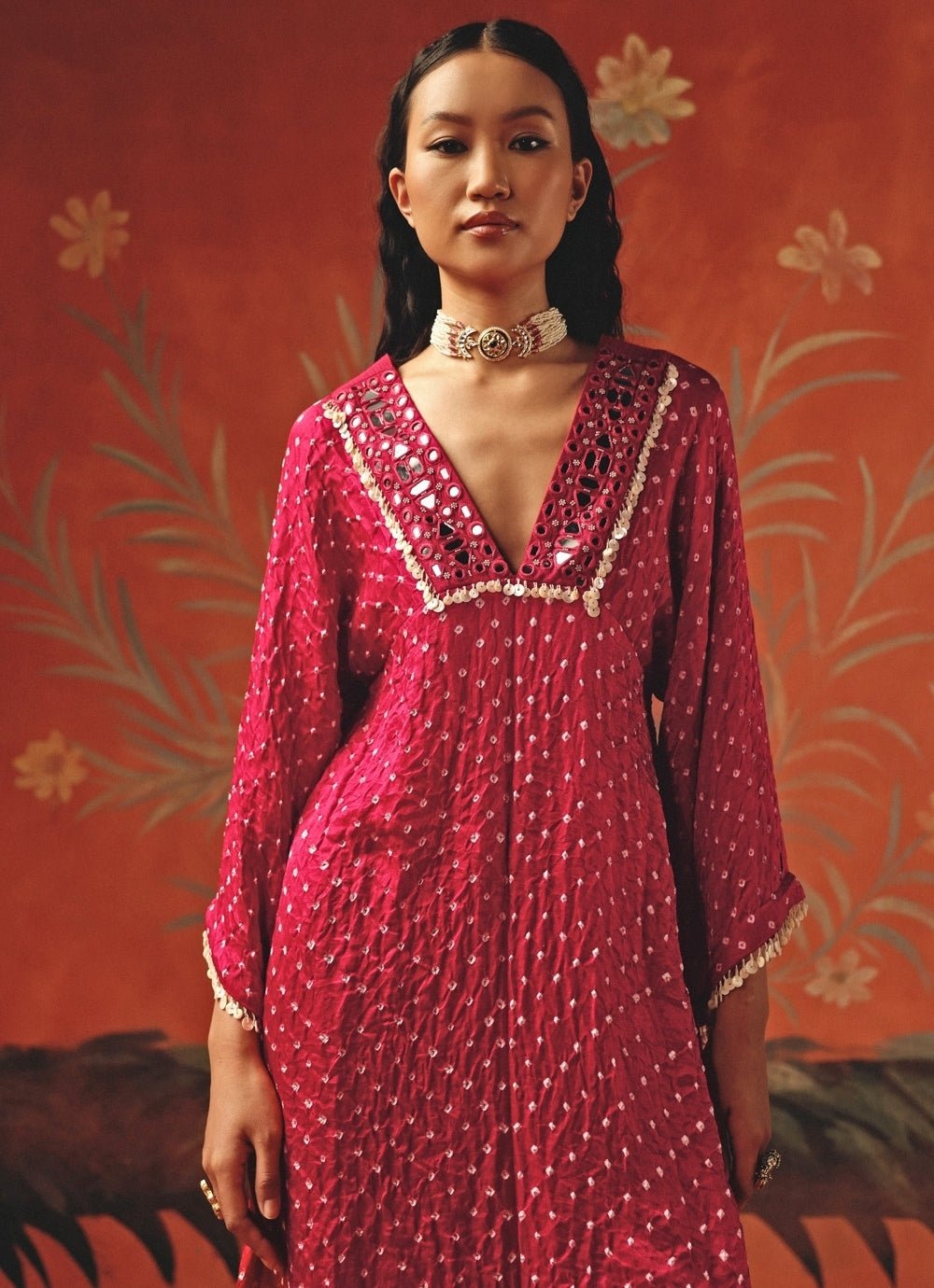 Twenty Nine Hot Pink Bandhani Asymmetric Kurta PalazzoFabilicious Fashion