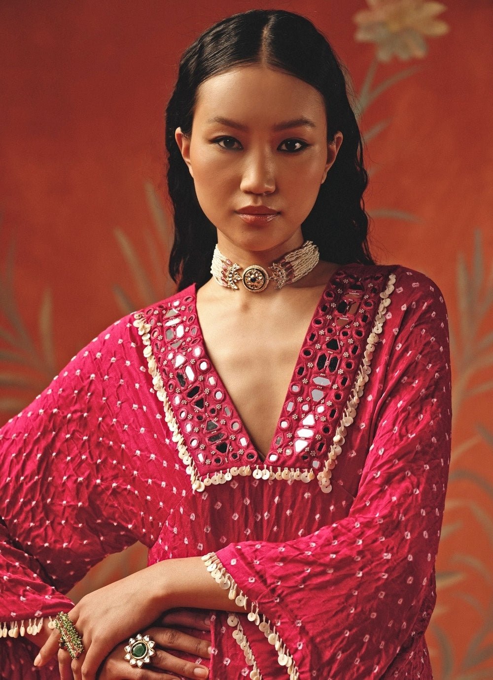 Twenty Nine Hot Pink Bandhani Asymmetric Kurta PalazzoFabilicious Fashion