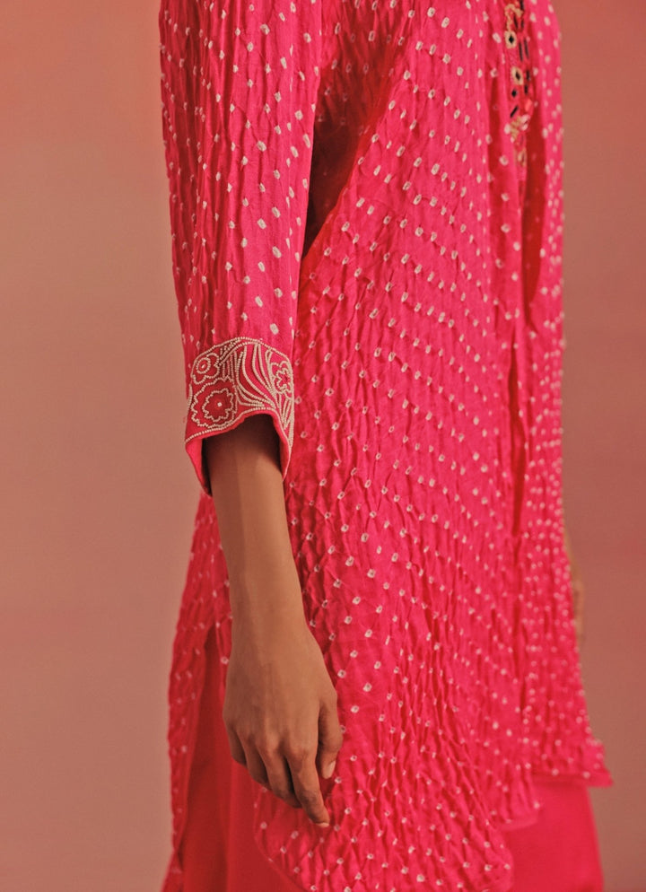 Twenty Nine Hot Pink Bandhani High Low Kurta Dhoti SetFabilicious Fashion