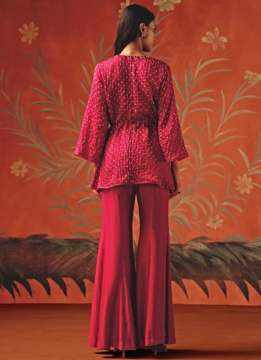 Twenty Nine Hot Pink Bandhani Peplum Top PantsFabilicious Fashion