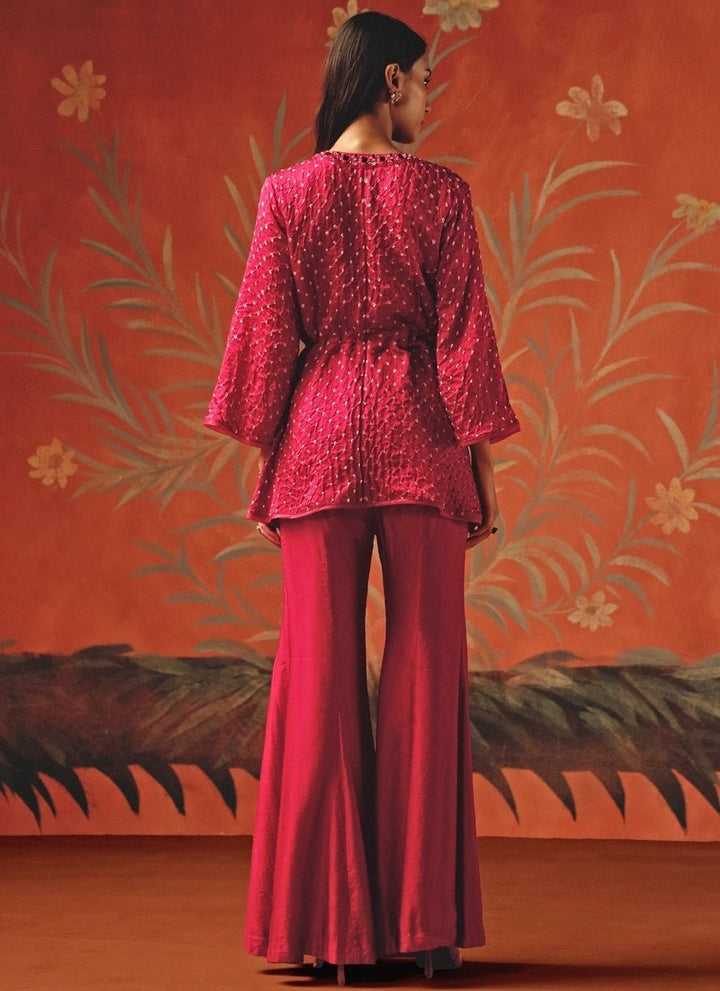 Twenty Nine Hot Pink Bandhani Peplum Top PantsFabilicious Fashion