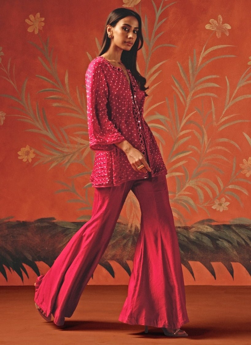 Twenty Nine Hot Pink Bandhani Peplum Top PantsFabilicious Fashion
