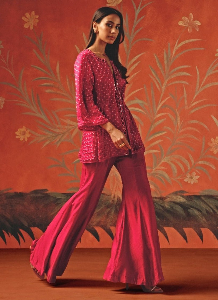 Twenty Nine Hot Pink Bandhani Peplum Top PantsFabilicious Fashion
