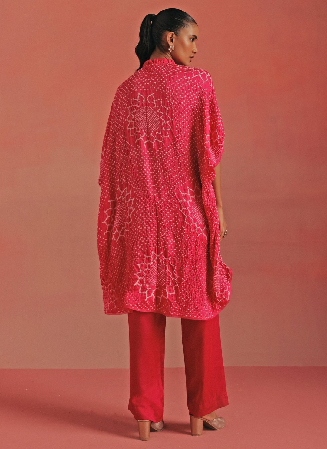 Twenty Nine Hot Pink Bandhani Shirt Style Kurta And Pants SetFabilicious Fashion