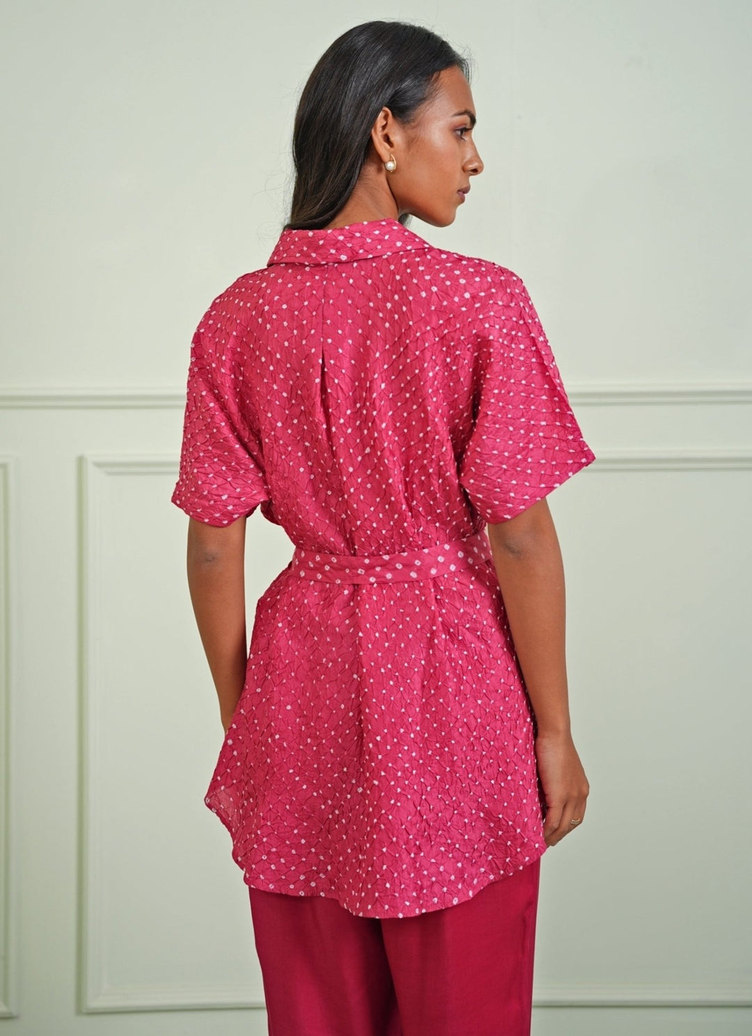 Twenty Nine Hot Pink Bandhani Tie-Up Shirt With PantsFabilicious Fashion
