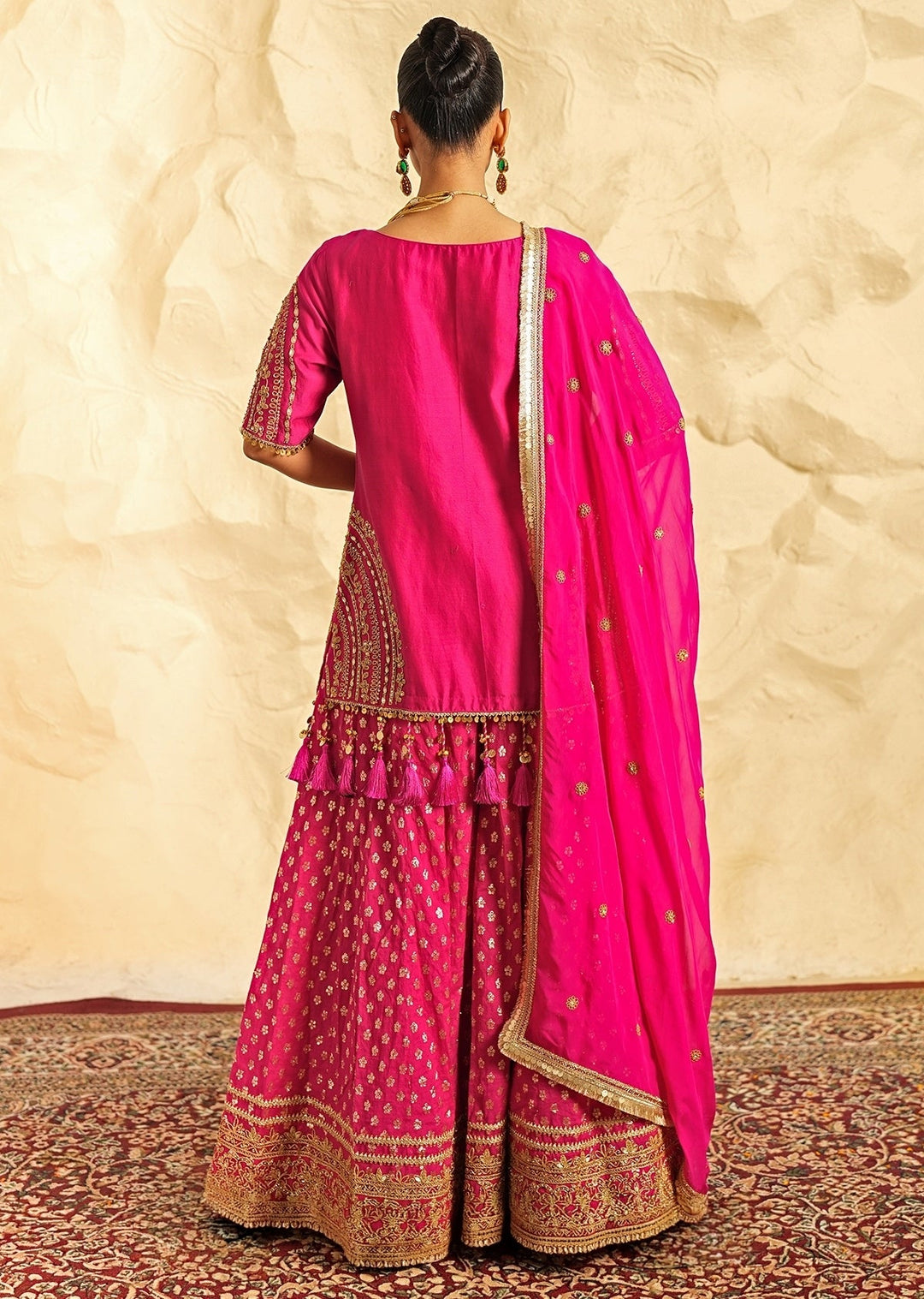 Nidhika Shekhar Hot Pink Booti Chanderi Kurta Garara SetFabilicious Fashion