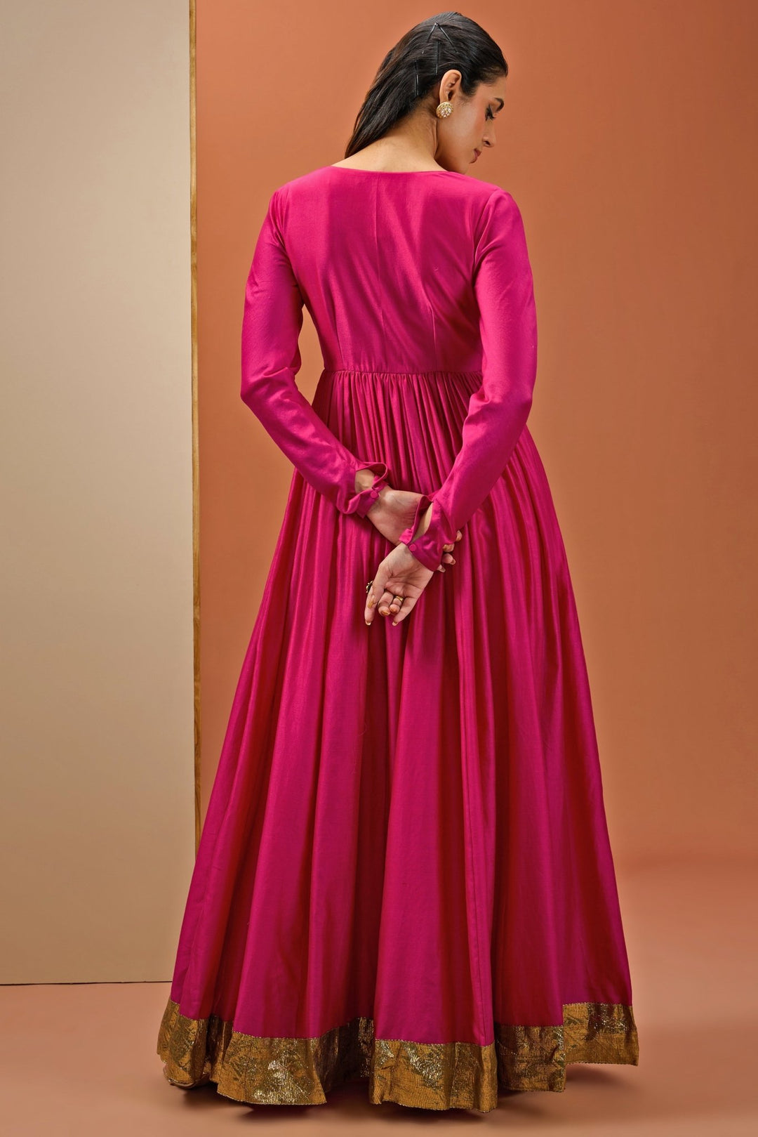 Hot Pink Embellished Anarkali Set Esha Koul - Fabilicious Fashion